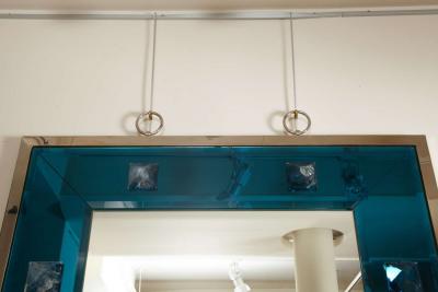 Andre Hayat Andre Hayat Beveled Deep Blue Mirror with Rock Crystal