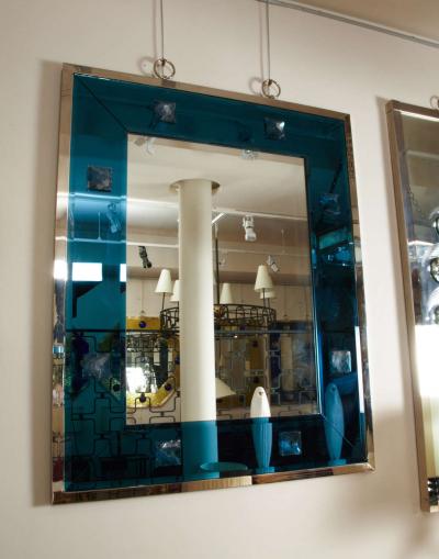 Andre Hayat Andre Hayat Beveled Deep Blue Mirror with Rock Crystal