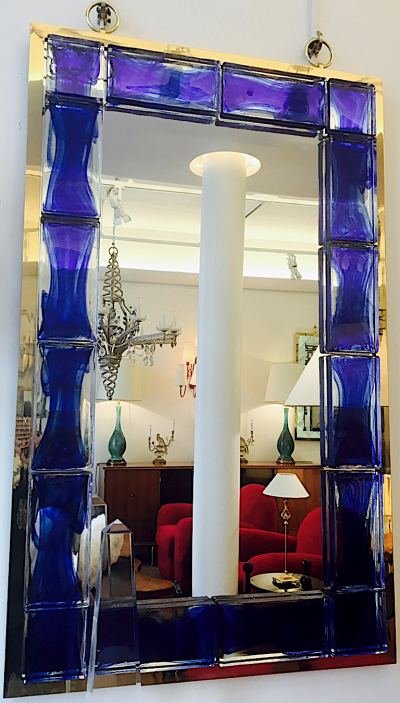 Andre Hayat Andre Hayat Mirror Model New York in Glass Bricks Color Deep Blue