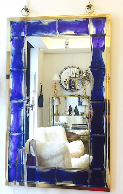 Andre Hayat Andre Hayat Mirror Model New York in Glass Bricks Color Deep Blue