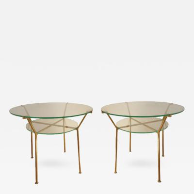 Andre Hayat Andre Hayat Pair of 2 Tier Side Tables in Gold Leaf Wrought Iron