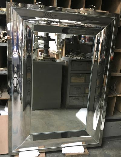 Andre Hayat Andre Hayat Rectangular Curved Silver Mercury Frame Mirror