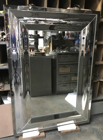 Andre Hayat Andre Hayat Rectangular Curved Silver Mercury Frame Mirror