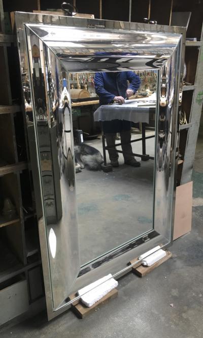 Andre Hayat Andre Hayat Rectangular Curved Silver Mercury Frame Mirror