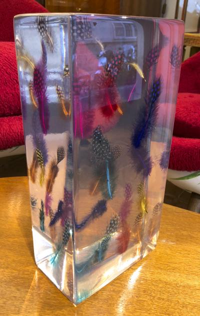 Andre Hayat Andre Hayat awesome contemporary multicolor feather resine sculpture