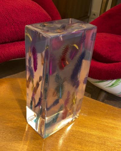 Andre Hayat Andre Hayat awesome contemporary multicolor feather resine sculpture