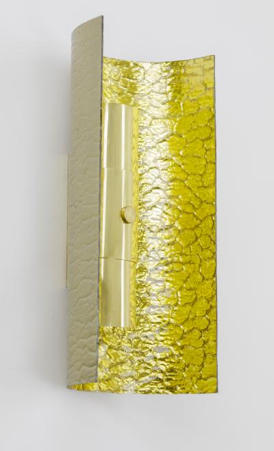 Andre Hayat Andre Hayat pair of gold accent bombed glass pair of sconces