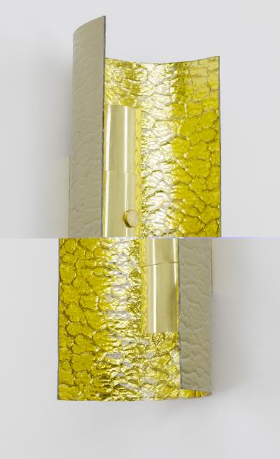 Andre Hayat Andre Hayat pair of gold accent bombed glass pair of sconces