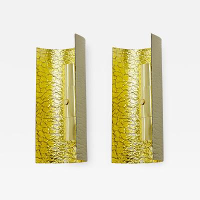 Andre Hayat Andre Hayat pair of gold accent bombed glass pair of sconces