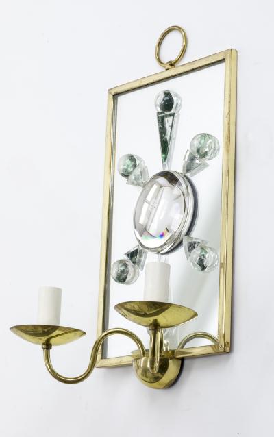 Andre Hayat Andre Hayat pair of rock mirrored crystal and gold bronze pair of sconces