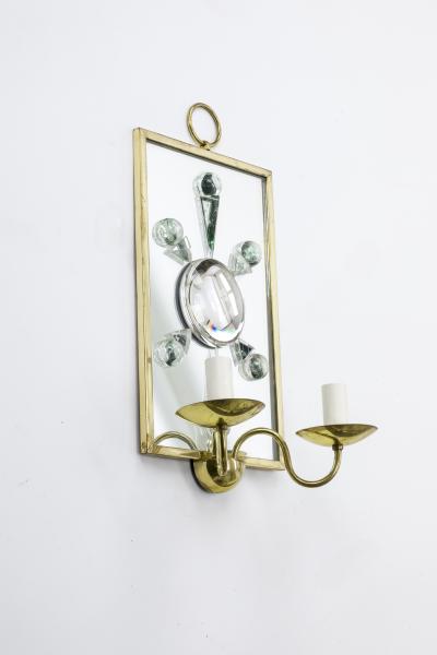 Andre Hayat Andre Hayat pair of rock mirrored crystal and gold bronze pair of sconces