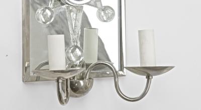 Andre Hayat Andre Hayat rock cristal siver framed pair of mirror sconces