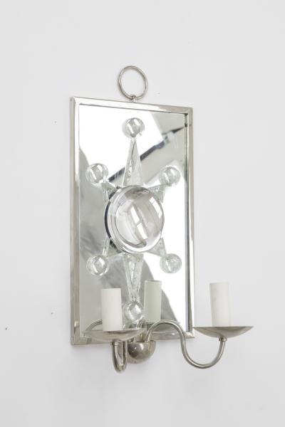 Andre Hayat Andre Hayat rock cristal siver framed pair of mirror sconces