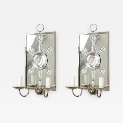 Andre Hayat Andre Hayat rock cristal siver framed pair of mirror sconces