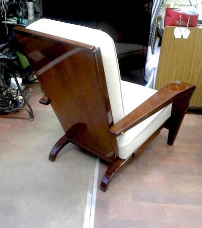 Andre Sornay Andre Sornay Comfortable Pair of Lounge Chair Newly Restored in Neutral Cloth
