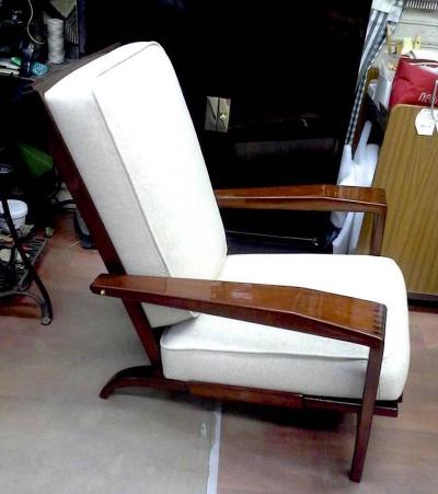 Andre Sornay Andre Sornay Comfortable Pair of Lounge Chair Newly Restored in Neutral Cloth