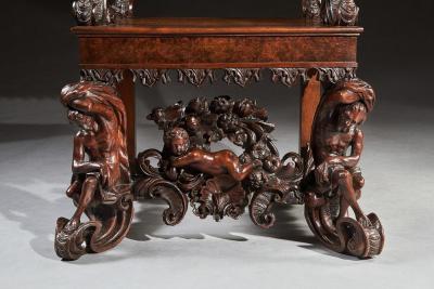 Andrea Brustolon AN EXHIBITION QUALITY ITALIAN 19TH CENTURY CARVED WALNUT ARMCHAIR