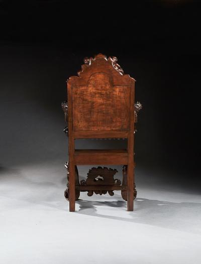 Andrea Brustolon AN EXHIBITION QUALITY ITALIAN 19TH CENTURY CARVED WALNUT ARMCHAIR