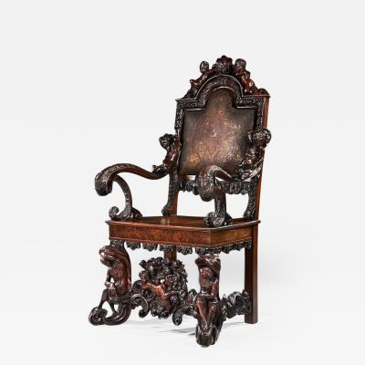 Andrea Brustolon AN EXHIBITION QUALITY ITALIAN 19TH CENTURY CARVED WALNUT ARMCHAIR