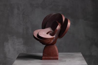 Andrea Grassi Involucro Red Marble Sculpture by Andrea Grassi Italy 1970s