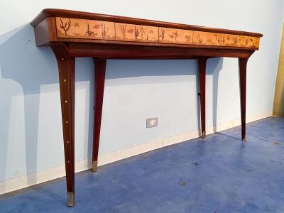 Andrea Gusmai Italian Midcentury Inlaid Console with Mirror by Andrea Gusmai 1950s