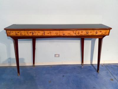 Andrea Gusmai Italian Midcentury Inlaid Console with Mirror by Andrea Gusmai 1950s