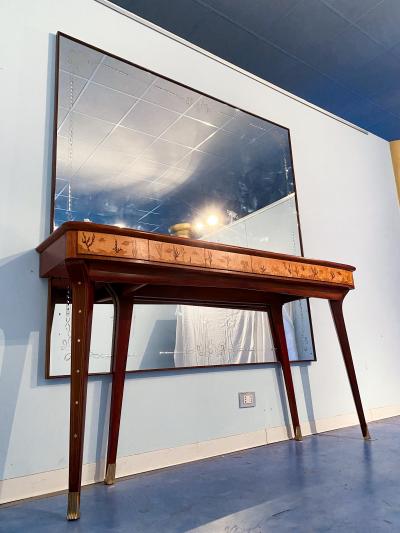 Andrea Gusmai Italian Midcentury Inlaid Console with Mirror by Andrea Gusmai 1950s
