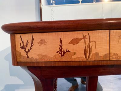 Andrea Gusmai Italian Midcentury Inlaid Console with Mirror by Andrea Gusmai 1950s