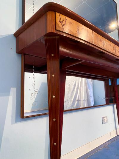 Andrea Gusmai Italian Midcentury Inlaid Console with Mirror by Andrea Gusmai 1950s