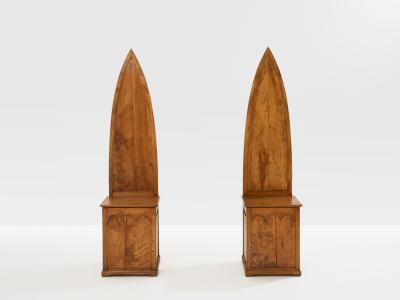 Andrea Salvetti Andrea Salvetti pair of neo gothic chairs solid pine 1994