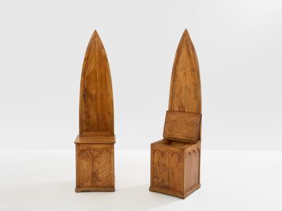 Andrea Salvetti Andrea Salvetti pair of neo gothic chairs solid pine 1994