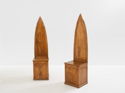 Andrea Salvetti Andrea Salvetti pair of neo gothic chairs solid pine 1994