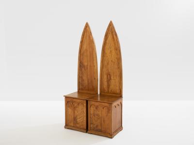 Andrea Salvetti Andrea Salvetti pair of neo gothic chairs solid pine 1994