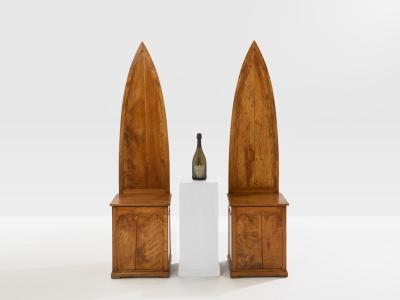 Andrea Salvetti Andrea Salvetti pair of neo gothic chairs solid pine 1994