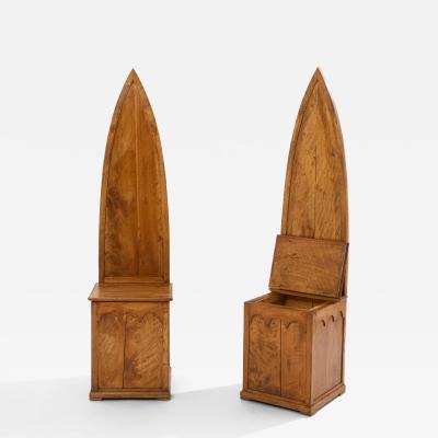 Andrea Salvetti Andrea Salvetti pair of neo gothic chairs solid pine 1994