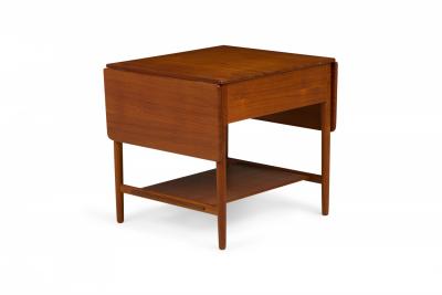 Andreas Tuck Hans Wegner For Andreas Tuck Mid Century Teak Wood Drop Leaf Sewing Table