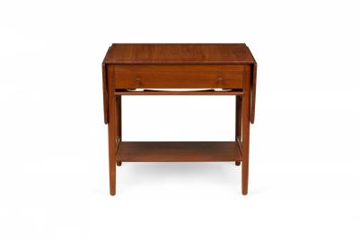 Andreas Tuck Hans Wegner For Andreas Tuck Mid Century Teak Wood Drop Leaf Sewing Table