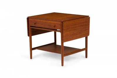 Andreas Tuck Hans Wegner For Andreas Tuck Mid Century Teak Wood Drop Leaf Sewing Table