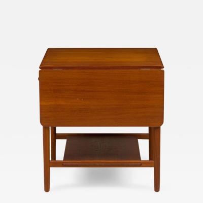 Andreas Tuck Hans Wegner For Andreas Tuck Mid Century Teak Wood Drop Leaf Sewing Table