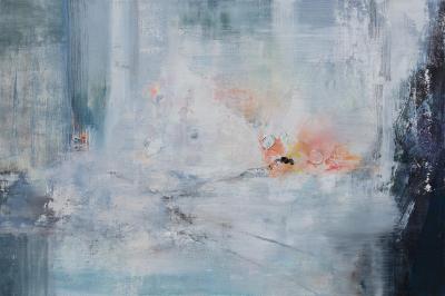 Andrei Petrov Early Arrival Blue Abstract Landscape Painting on Canvas