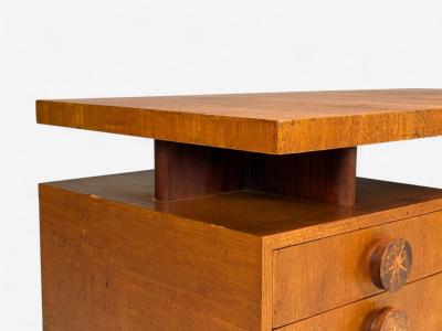 Andrew Szoeke Andrew Szoeke Satinwood Oak Writing Desk and Chair USA 1950s