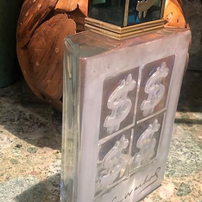 Andy Warhol Lalique Style Glass Decanters Display Bottle Signed Andy Warhol
