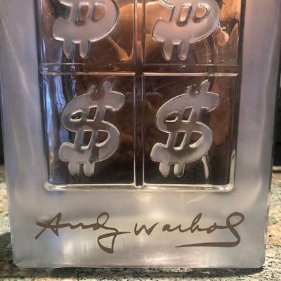 Andy Warhol Lalique Style Glass Decanters Display Bottle Signed Andy Warhol