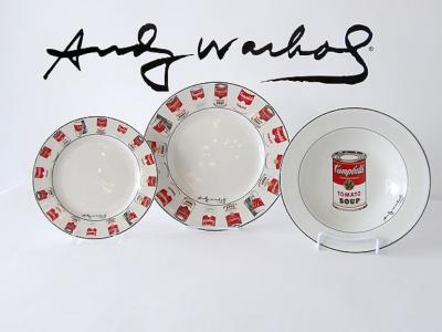 Andy Warhol Set of 24 Place Settings Andy Warhol White Campbells Soup Dinnerware