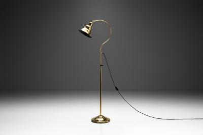 Aneta Belysning AB Jan Wickelgren Curved Brass Floor Lamp for Aneta Belysning AB Sweden 1970s