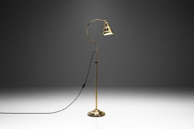 Aneta Belysning AB Jan Wickelgren Curved Brass Floor Lamp for Aneta Belysning AB Sweden 1970s