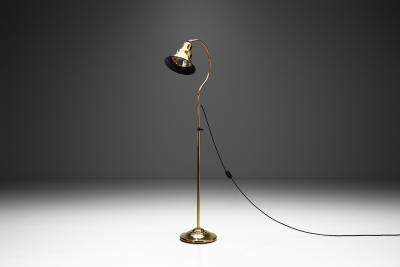 Aneta Belysning AB Jan Wickelgren Curved Brass Floor Lamp for Aneta Belysning AB Sweden 1970s