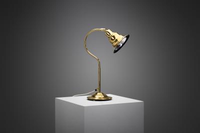 Aneta Belysning AB Jan Wickelgren Curved Brass Table Lamp for Aneta Belysning AB Sweden 1970s