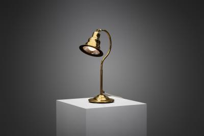 Aneta Belysning AB Jan Wickelgren Curved Brass Table Lamp for Aneta Belysning AB Sweden 1970s