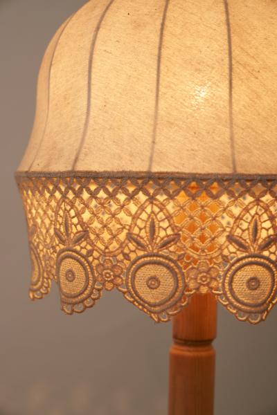 Aneta Belysning AB Scandinavian Pine and Textile Table Lamp